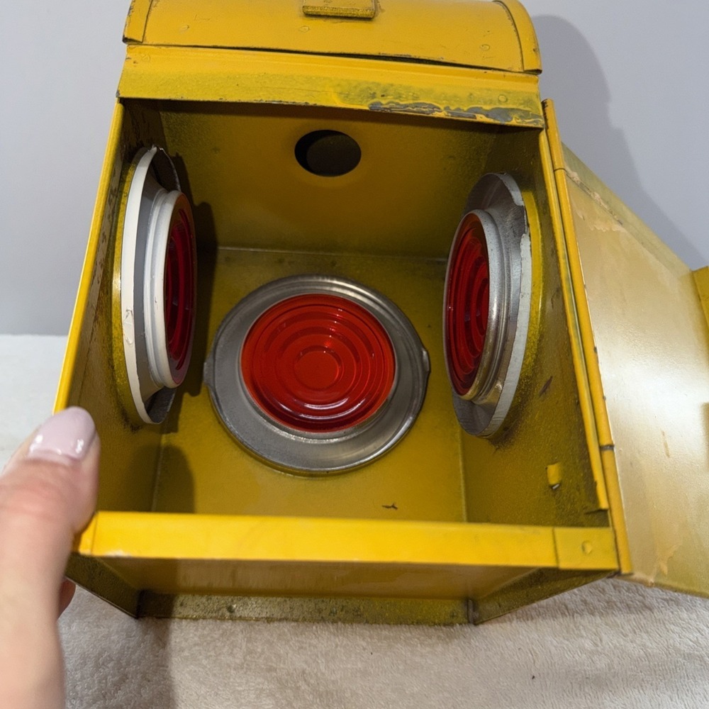 vintage Dodo Yellow Railway & Road Lamp & Metal Burner Made In England Paraffin - Picture 5 of 8